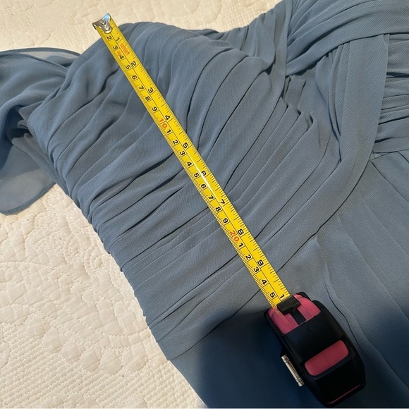 Mori Lee Boho Chic Chiffon Gown. Slate. 12 - Picture 8 of 9